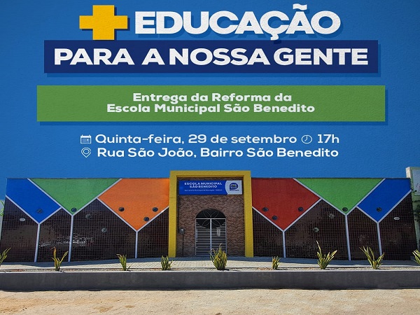 Prefeitura finaliza reforma da Escola Municipal São Benedito e fará inauguração amanhã (29)